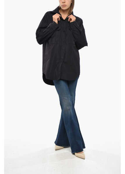 Camasi casual P.A.R.O.S.H. Technical Fabric Pesca Shirt With Double Breast Pocket Midnight Blue Femei (BM 19349417) 4