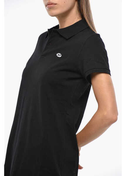 Tricouri Polo Diesel Piquet Cotton D-Tenny Polo Shirt Dress With Oval-D Logo Black Femei (BM 19349420) 2
