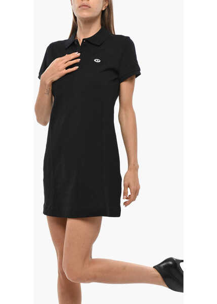 Tricouri Polo Diesel Piquet Cotton D-Tenny Polo Shirt Dress With Oval-D Logo Black Femei (BM 19349420) 4