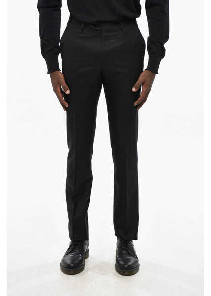Pantaloni eleganti CORNELIANI Scalloped Hem Virgin Wool Pants Black Barbati (BM 19349423) 1