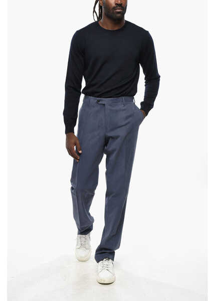 Pantaloni eleganti CORNELIANI Cotton Stretch Academy Pants With Belt Loops Blue Barbati (BM 19349432) 3