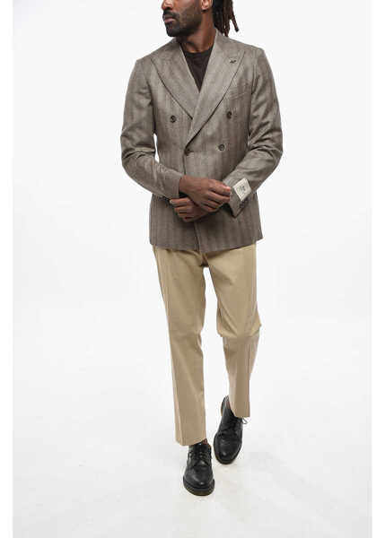 Sacouri CORNELIANI Cc Collection Double-Breasted Herringbone Wool Blazer Brown Barbati (BM 19349441) 3