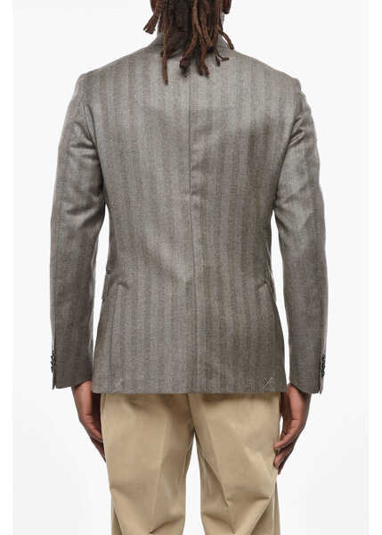 Sacouri CORNELIANI Cc Collection Double-Breasted Herringbone Wool Blazer Brown Barbati (BM 19349441) 4