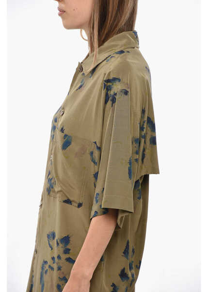 Camasi casual LEMAIRE Short-Sleeved Viscose Shirt With Floral Motif Military Green Femei (BM 19349456) 2