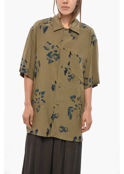 Camasi casual LEMAIRE Short-Sleeved Viscose Shirt With Floral Motif Military Green Femei (BM 19349456) 1