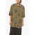 LEMAIRE Short-Sleeved Viscose Shirt With Floral Motif Military Green