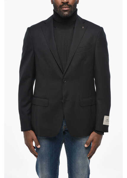 Sacouri CORNELIANI Cc Collection Single-Breasted Virgin Wool Blazer With Notch Black Barbati (BM 19349465) 1