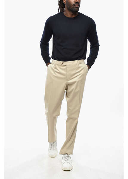 Pantaloni eleganti CORNELIANI Cotton Stretch Academy Pants With Belt Loops Beige Barbati (BM 19349468) 3