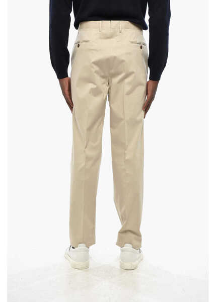 Pantaloni eleganti CORNELIANI Cotton Stretch Academy Pants With Belt Loops Beige Barbati (BM 19349468) 4