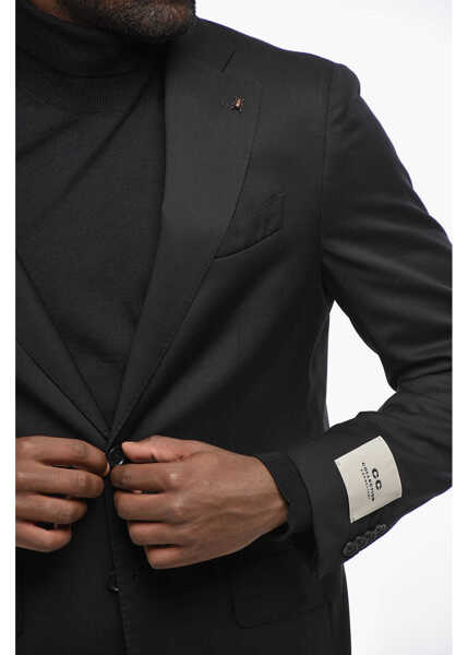 Sacouri CORNELIANI Cc Collection Virgin Wool Slim Fit Blazer With Flap Pockets Black Barbati (BM 19349474) 2