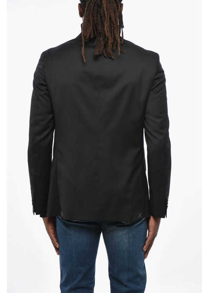 Sacouri CORNELIANI Cc Collection Virgin Wool Slim Fit Blazer With Flap Pockets Black Barbati (BM 19349474) 4