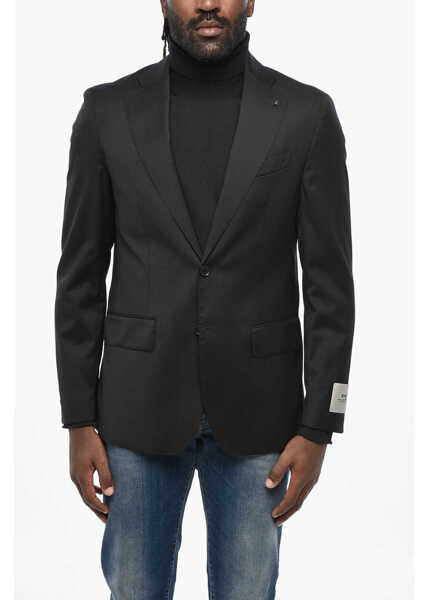 Sacouri CORNELIANI Cc Collection Virgin Wool Slim Fit Blazer With Flap Pockets Black Barbati (BM 19349474) 1