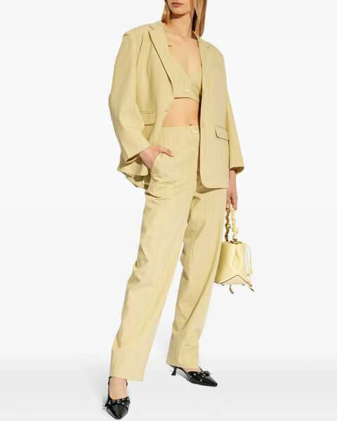 Bluze Ganni Buttoned Crop Top With Knotted Straps Yellow Femei (BM 19349486) 2