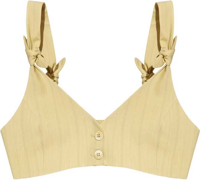 Bluze Ganni Buttoned Crop Top With Knotted Straps Yellow Femei (BM 19349486) 1