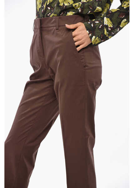 Pantaloni casual Incotex Stretch Cotton Chinos Pants With Cuffs Brown Femei (BM 19349492) 2