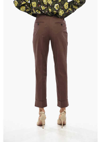 Pantaloni casual Incotex Stretch Cotton Chinos Pants With Cuffs Brown Femei (BM 19349492) 3