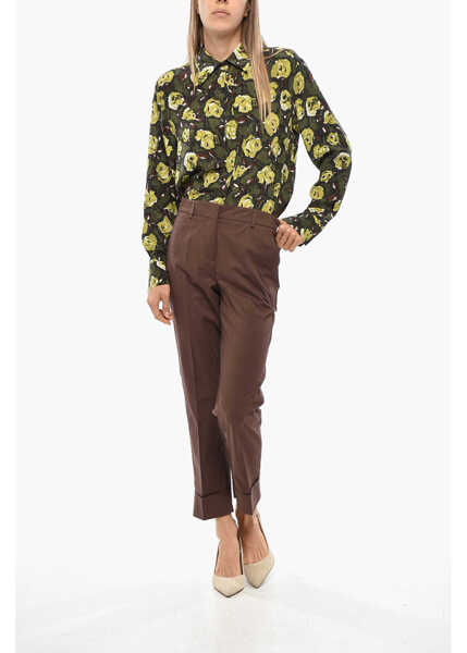 Pantaloni casual Incotex Stretch Cotton Chinos Pants With Cuffs Brown Femei (BM 19349492) 4