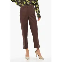 Pantaloni casual Stretch Cotton Chinos Pants With Cuffs Femei