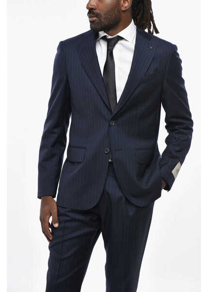 Costume CORNELIANI Cc Collection Pinstriped Virgin Wool Slim Fit Suit Blue Barbati (BM 19349603) 2