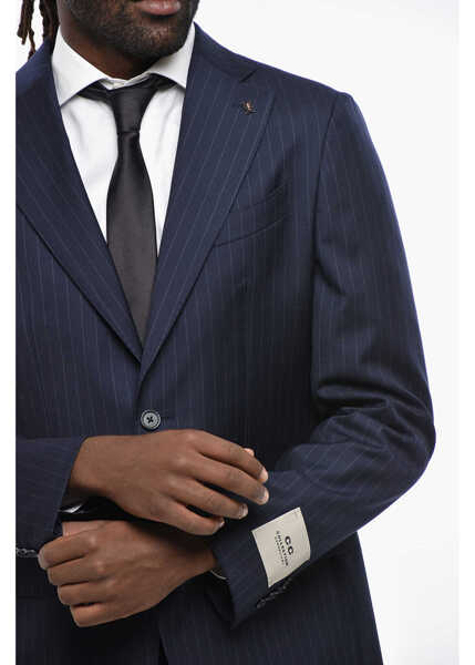 Costume CORNELIANI Cc Collection Pinstriped Virgin Wool Slim Fit Suit Blue Barbati (BM 19349603) 3
