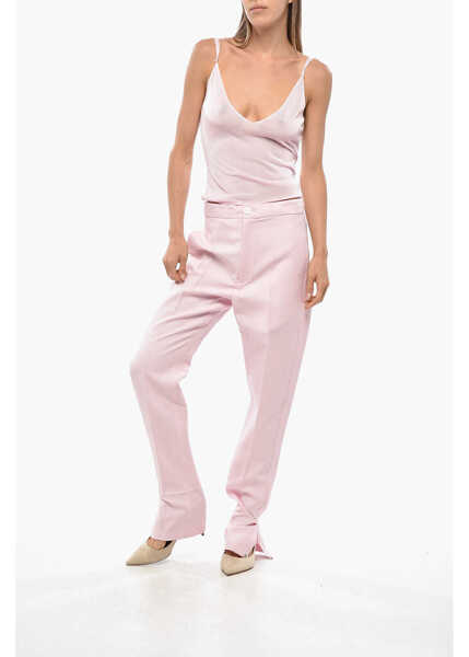 Pantaloni casual SETCHU 4-Pocket Wool Blend Pants With Buttoned Bottom Pink Femei (BM 19349630) 4