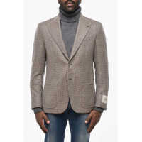 Sacouri Cc Collection Houndstooth Patterned Wool Blazer With Peak La Barbati