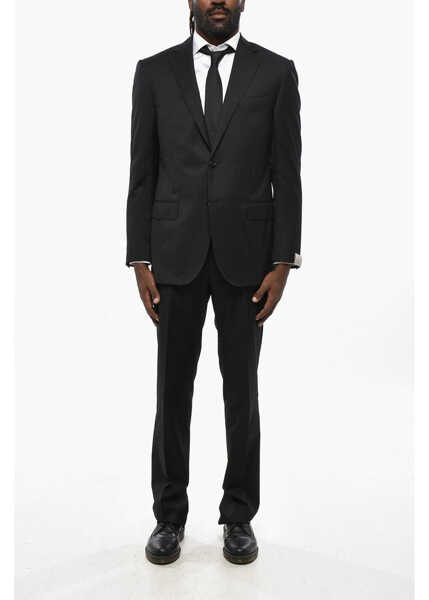 Costume CORNELIANI Virgin Wool Side Vents Notch Lapel 2-Button Suit Black Barbati (BM 19349642) 1