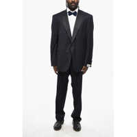 Costume Virgin Wool Smoking Leader Suit With Satin Peak Lapel Barbati