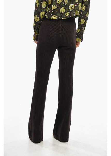 Pantaloni casual AVENUE MONTAIGNE Corduroy Bootcut Pants With Elastic Waistband Brown Femei (BM 19349654) 3