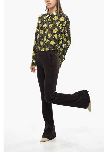 Pantaloni casual AVENUE MONTAIGNE Corduroy Bootcut Pants With Elastic Waistband Brown Femei (BM 19349654) 4