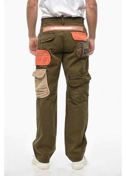 Pantaloni casual DSQUARED2 Straight Leg Cargo Pants With Corduroy Pockets Military Green Barbati (BM 19349675) 2