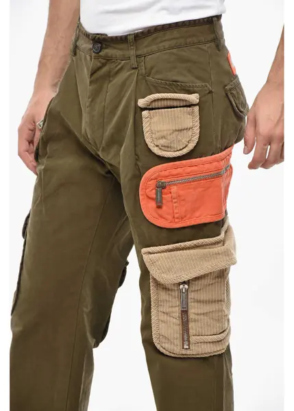 Pantaloni casual DSQUARED2 Straight Leg Cargo Pants With Corduroy Pockets Military Green Barbati (BM 19349675) 3