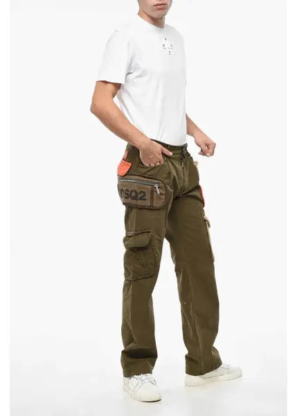 Pantaloni casual DSQUARED2 Straight Leg Cargo Pants With Corduroy Pockets Military Green Barbati (BM 19349675) 4