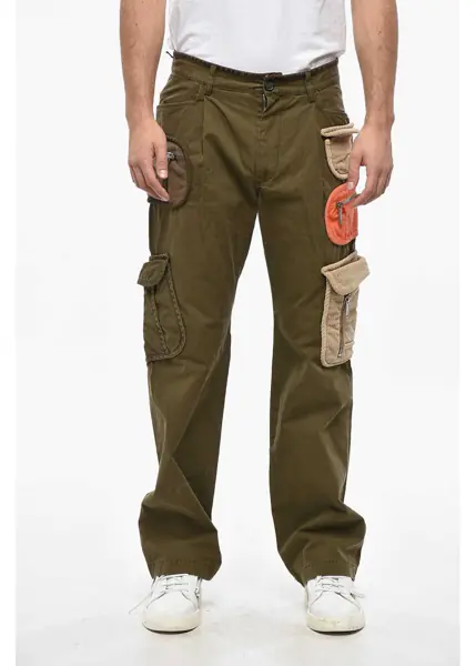 Pantaloni casual DSQUARED2 Straight Leg Cargo Pants With Corduroy Pockets Military Green Barbati (BM 19349675) 1
