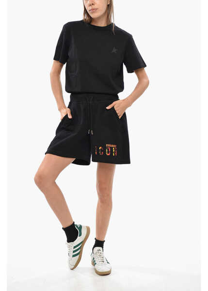 Pantaloni scurti DSQUARED2 Icon Fleeced Cotton Over Fit Sunset Shorts Black Femei (BM 19349681) 4