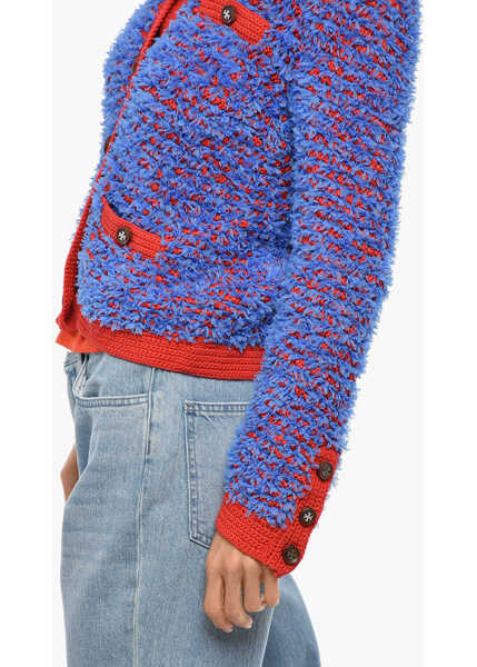 Cardigane Tory Burch Tweed Wool Confetti Cardigan Light Blue Femei (BM 19349687) 2