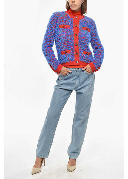 Cardigane Tory Burch Tweed Wool Confetti Cardigan Light Blue Femei (BM 19349687) 4