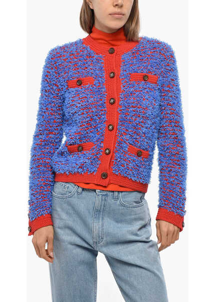 Cardigane Tory Burch Tweed Wool Confetti Cardigan Light Blue Femei (BM 19349687) 1