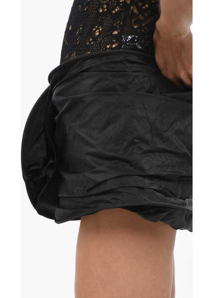 Fuste scurte Magda Butrym Silk Organza Miniskirt With Front Flower Detail Black Femei (BM 19349690) 2