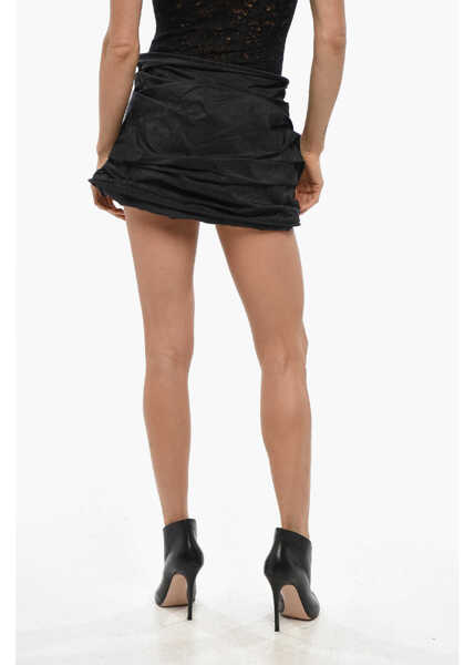 Fuste scurte Magda Butrym Silk Organza Miniskirt With Front Flower Detail Black Femei (BM 19349690) 3