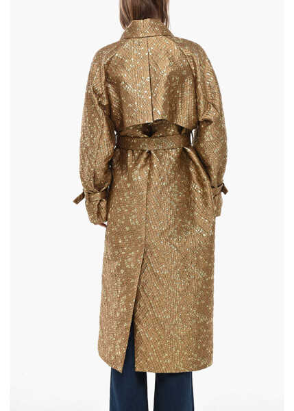 Paltoane Max Mara Atelier Jacquard Salsa Coat With Belt Gold Femei (BM 19349885) 3