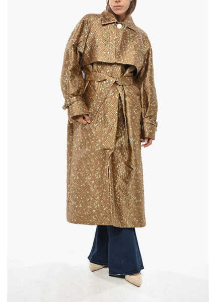 Paltoane Max Mara Atelier Jacquard Salsa Coat With Belt Gold Femei (BM 19349885) 4