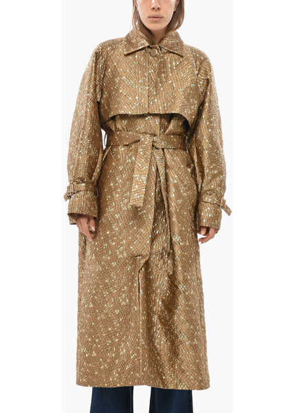 Paltoane Max Mara Atelier Jacquard Salsa Coat With Belt Gold Femei (BM 19349885) 1