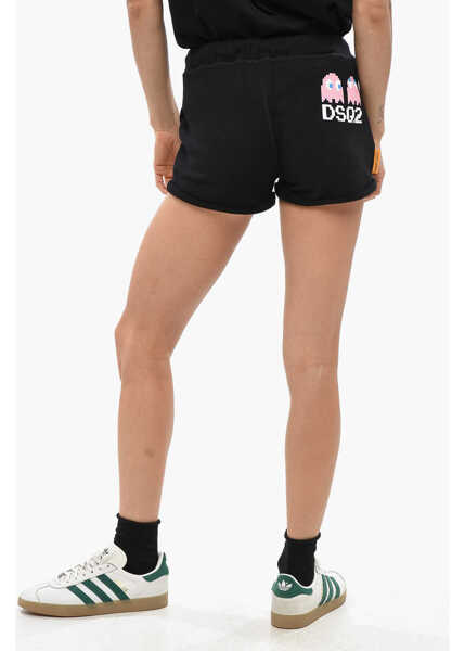 Pantaloni scurti DSQUARED2 Pac-Man Solid Color T-Fit Shorts With Contrasting Print Black Femei (BM 19349897) 3