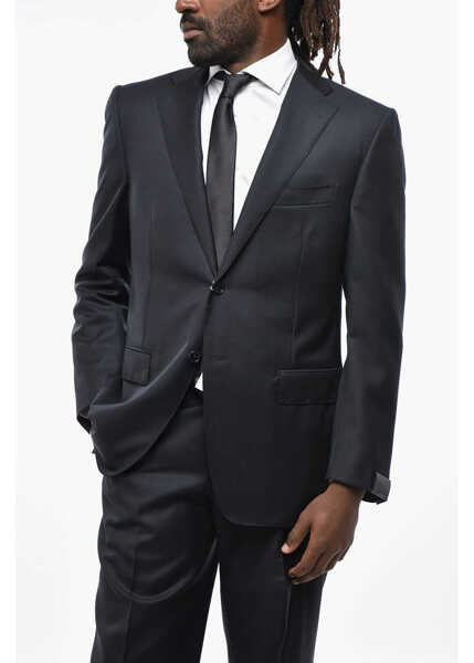 Costume CORNELIANI Virgin Wool Striped 2-Button Suit With Notch Lapel Blue Barbati (BM 19349951) 2