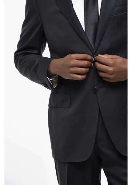 Costume CORNELIANI Virgin Wool Striped 2-Button Suit With Notch Lapel Blue Barbati (BM 19349951) 3