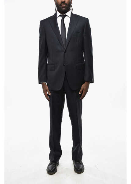 Costume CORNELIANI Virgin Wool Striped 2-Button Suit With Notch Lapel Blue Barbati (BM 19349951) 1