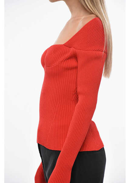 Bluze Magda Butrym Ribbed Knitted Top With Sweetheart Neckline Red Femei (BM 19349957) 2