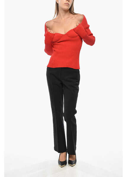 Bluze Magda Butrym Ribbed Knitted Top With Sweetheart Neckline Red Femei (BM 19349957) 4