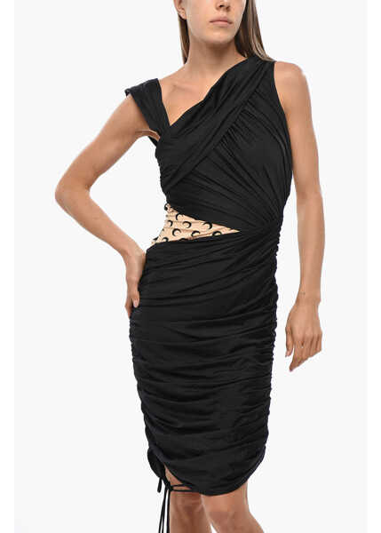 Rochii scurte MARINE SERRE Asymmetric Draped Dress With Iconic Patterned Inserts Black Femei (BM 19349969) 4